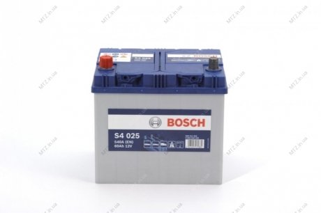 Аккумулятор 60Ah-12v (S4025) (232x173x225),L,EN540(Азия) BOSCH 0092S40250 (фото 1)