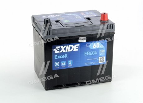 Аккумулятор 60Ah-12v EXCELL(230х172х220),R,EN390 Exide EB604 (фото 1)