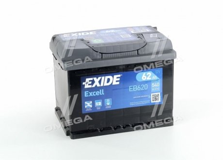 Аккумулятор 62Ah-12v EXCELL(242х175х190),R,EN540 Exide EB620 (фото 1)