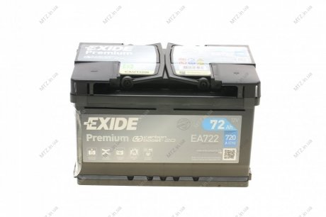 Аккумулятор 72Ah-12v PREMIUM(278х175х175),R,EN720 Exide EA722 (фото 1)