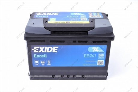 Аккумулятор 74Ah-12v EXCELL(278х175х190),L,EN680 Exide EB741 (фото 1)