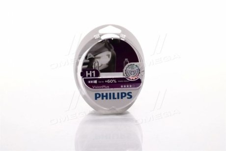 Лампа розжарювання H1visionplus12v 55w P14,5s(вир-во) Philips 12258VPS2 (фото 1)