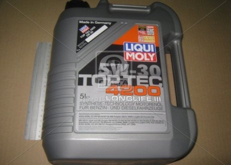 Масло моторн. Liqui Moly TOP TEC 4200 5W-30 API SM/CF ACEA A3-04/B4-04/C3-04 (Канистра 5л) 7661 (фото 1)