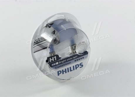 Лампа розжарювання H1 12V 55W P14, 5s Cristal Vision + 2x W5W 4300K (Philips) 12258CVSM (фото 1)