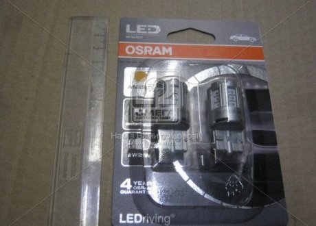 Світлодіодна лампа W21W Amber 12V 1W W3X16D LEDriving Standard (blister 2шт) OSRAM 7705YE-02B (фото 1)