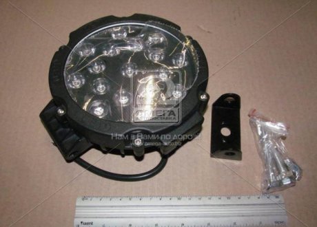 Фара LED кругла 51W, 17 ламп, 180*165*45мм, вузький промінь 12/24V (BLACK) (Китай)) 27100515 (фото 1)