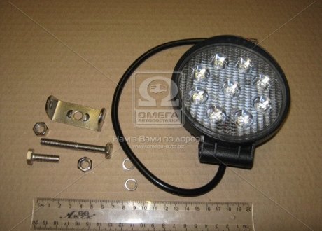 Фара LED круглая 27W, 9 ламп, 110*128мм, широкий луч 12/24V 6000K (ТМ) JUBANA 453701075 (фото 1)