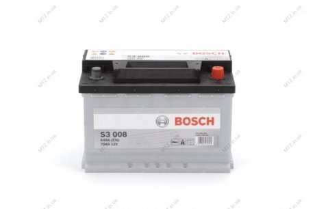 Акумулятор 70Ah-12v (S3008) (278x175x190),R,EN640 BOSCH 0092S30080 (фото 1)