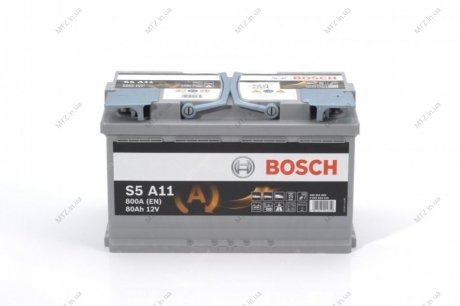 Акумулятор 80Ah-12v AGM (S5A11) (315x175x190),R,EN800 BOSCH 0092S5A110 (фото 1)
