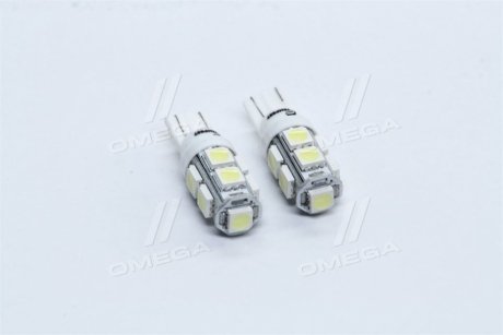 Лампа LED б/ц габарит и панель приборов T10 9SMD W5W 12V WHITE2шт. блистер <> TEMPEST TP-215T10-12V (фото 1)