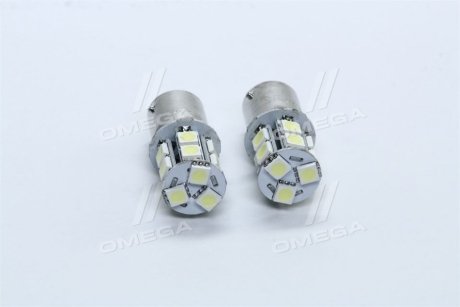 Лампа LED указателей поворотов и стоп-сигналов (12SMD) BA15S 12V WHITE 2шт. блистер <> TEMPEST TP-201S25-12V (фото 1)