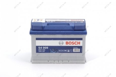 Аккумулятор 74Ah-12v (S4009) (278x175x190),L,EN680 (1-й сорт) BOSCH 0092S40090 (фото 1)