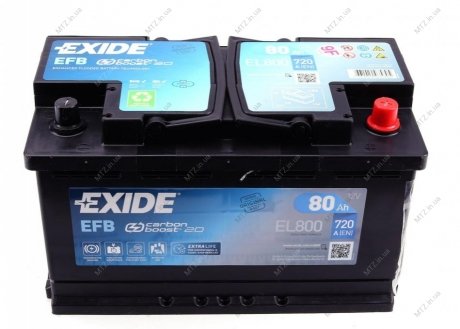 Аккумулятор 80Ah-12v EFB (315х175х190), R, EN720!. -10% Exide EL800 (фото 1)