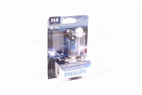 Лампа накаливания H4 RacingVision GT200 +200 12V 60/55W P43t-38(выр-во) Philips 12342RGTB1 (фото 1)