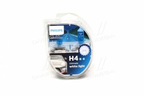 Лампа накаливания H4 12V 60/55W P43t-38 Diamond Vision 5000K (выр-во) Philips 12342DVS2 (фото 1)