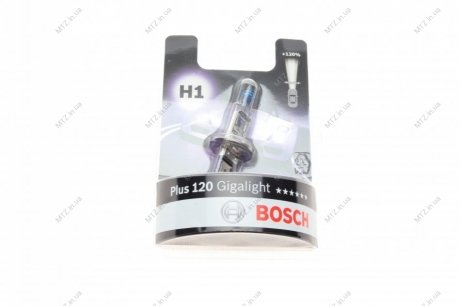 Лампа накаливания H1 12V 55W GigaLight +120 (blister 1шт) ((выр-во) BOSCH 1 987 301 108 (фото 1)