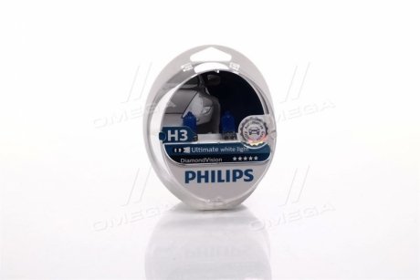 Лампа накаливания H3 12V 55W PK22s Diamond Vision 5000K (выр-во) Philips 12336DVS2 (фото 1)