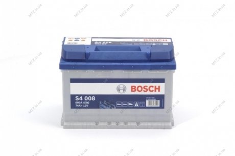 Аккумулятор 74Ah-12v (S4008) (278x175x190),R,EN680 BOSCH 0092S40080 (фото 1)
