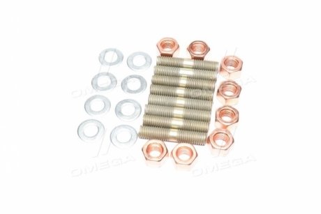 Р/к коллектора выпускного ЯМЗ 238 (крепление на 1-ю головку, прокладки, гайки, шайбы, шпильки) DETALKA 238-1008001