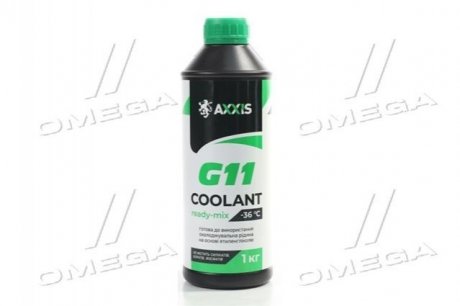 Антифриз GREEN G11 Сoolant Ready-Mix -36°C<> (зеленый) (Канистра 1кг) AXXIS P999-G11Gr RDM1 (фото 1)