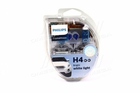 Лампа розжарювання H4 12V 60/55W P43t-38 Cristal Vision + 2x W5W 4300K (вир-во) Philips 12342CVSМ (фото 1)