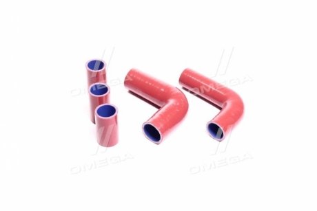 Патрубок радиатора ПАЗ 32053 Двиг.523 (СИЛИКОН красный, к-кт 5 шт).) RED LORRY 3205-1303020