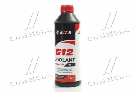 Антифриз RED G12 Сoolant Ready-Mix -36°C <> (красный) (Канистра 1кг)) AXXIS AX-P999-G12R RDM1 (фото 1)