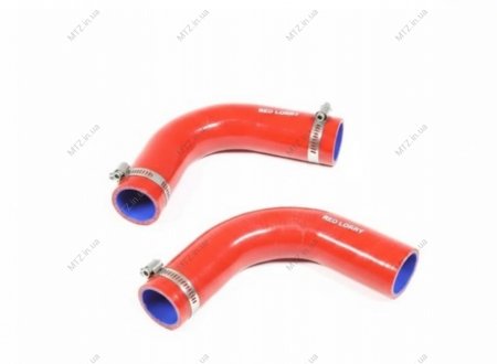 Патрубок радиатора МТЗ 822,922,923,1005,1025 (СИЛИКОН красный, к-кт 2 шт., Lобщ. = 170 мм) АВТО-СОЮЗ 88 85-1303001